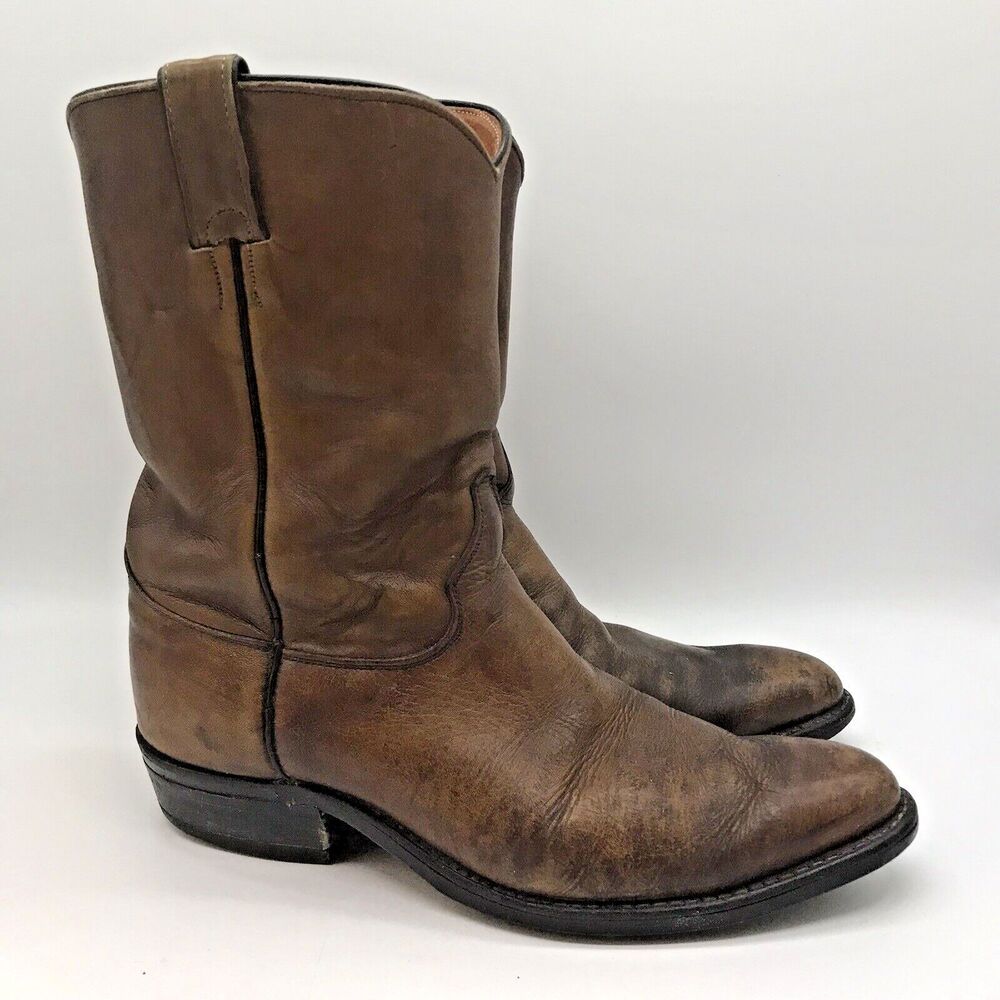 Justin 3826 Farm & Ranch Boss Brown Leather Cowboy Boots Men's 8.5 EE Work Shoes